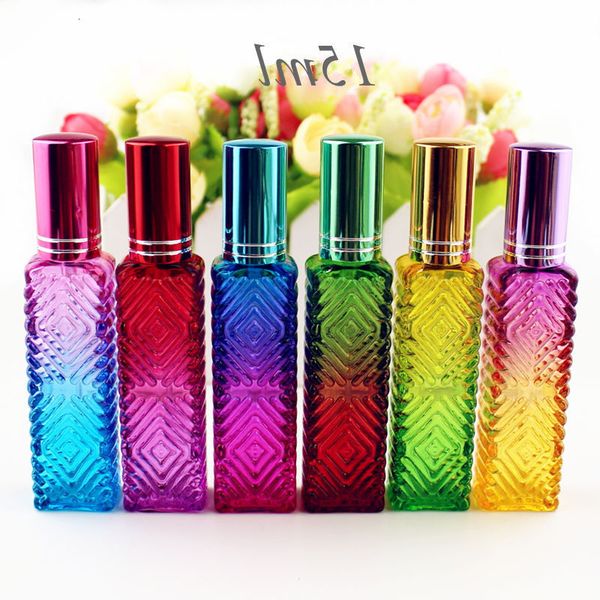 

15ml color square mini perfume bottle, cosmetic package, filling glass bottle