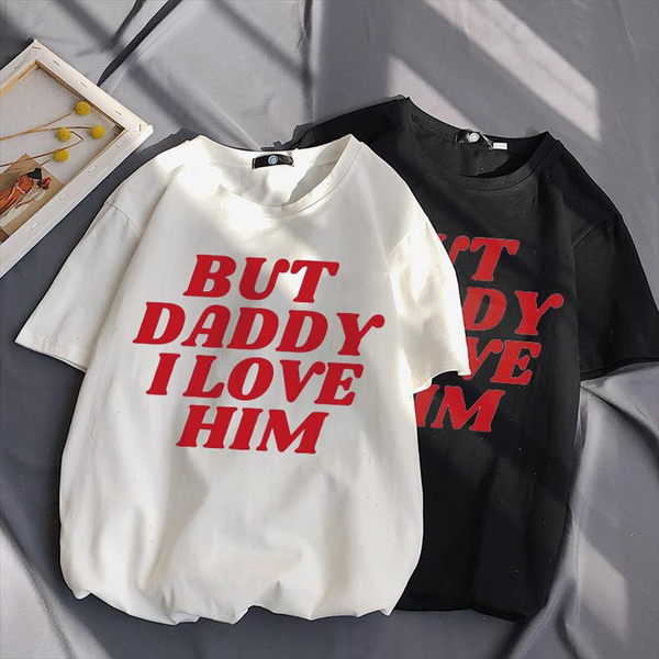

summer womens t shirt harry harajuku style but dad i love him funny harajuku couple t shirt punk loose top, White