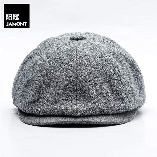 

[jamont] new vintage newsboy caps autumn winter cap for men women visor hats octagonal solid artist hat british style casquette1, Blue;gray