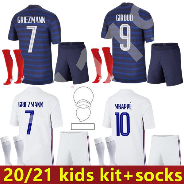 

men kids mbappe soccer jerseys child kits 2020 2021 griezmann pogba football shirts 20 21 pavard kante boys full set uniform, Black;yellow