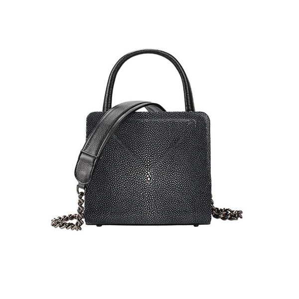 

thailand authentic sand stingray leather women flap purse genuine skate skin lady cross shoulder bag female small black handbag