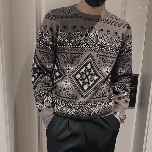 

2020 winter sweater men's round neck pullover youth knitted pullovers vintage streetwear casual slim fit knitwear clothing1, White;black