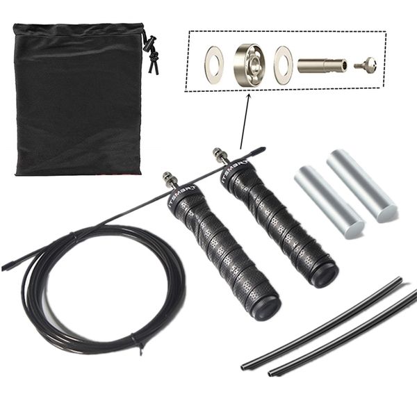 

crossfit fitness jump rope skip speed weighted jump ropes professional jumping rope set with iron block/spare rope/tube 220317