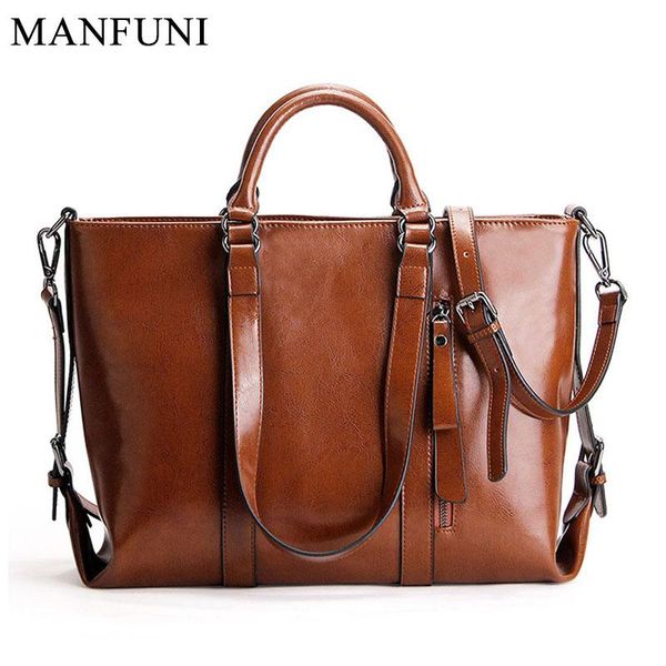 

women handbag 100% genuine leather retro casual tote bag large capacity shopping bags elegant crossbody shoulder bag purse brown
