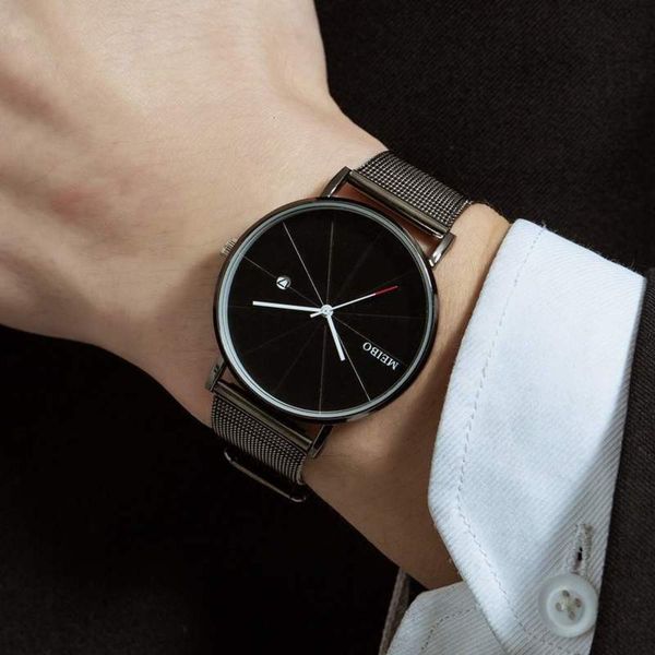 

for meibo men's and women's suitable fashion watch ultra thin mesh band calendar stone, Slivery;brown