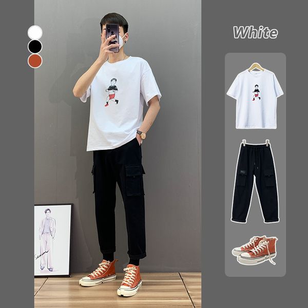 

2020 summer new short t-shirt for men and women printed half sleeve loose korean fashion brand student versatile top