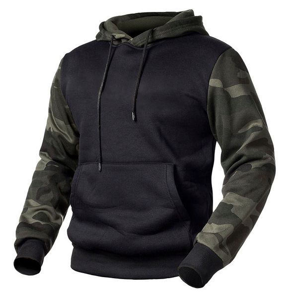

2021 new mens camouflage sweatshirts casual fleece hoodie men srping autumn lounge wear male hooded pullovers plice hip-hop b4ae, Black