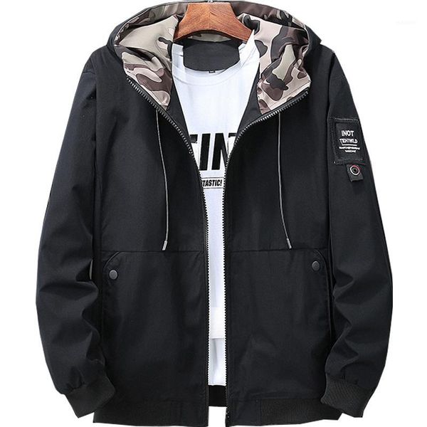 

black jacket men's plus size frock coat spring coat autumn korean style of loose hooded baseball suit gg50jk1, Black;brown