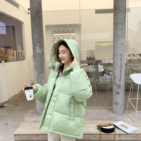 

2021 down cotton new winter jacket hooded women parkas ladies short coat loose bread service plus size 2xla235 0u1o, Black