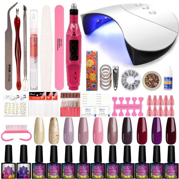 

nail art kits gel polish set with 36w uv lamp for nails semi permanent varnish kit manicure tools drill machine
