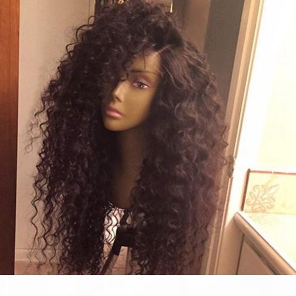 

curly long wigs with baby hair brazilian glueless lace front full lace women human hair lace wigs for black women, Black;brown