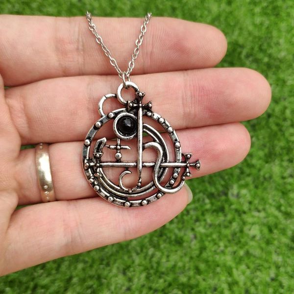 

pendant necklaces gothic sigil of lilith necklace satan pagan jewelry, Silver