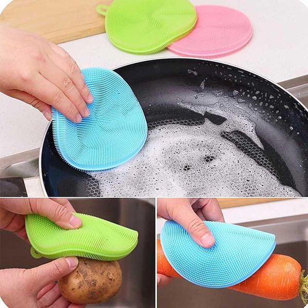 

cleaning brushes magic silicone dish bowl scouring pad pot pan easy to clean wash brush kitchen1