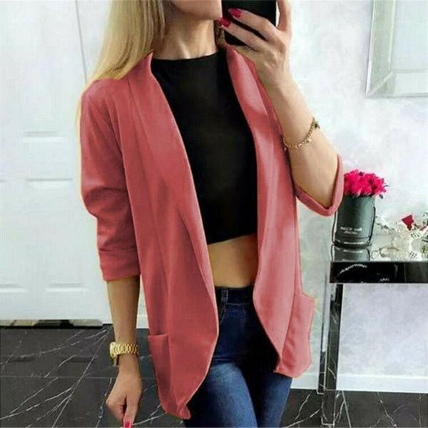 

2020 women cardigan coat jacket elegant office ladies casual slim fit blazer coat autumn winter clothes outwear plus size1, Tan;black