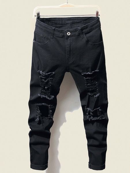 

men ripped slant pocket skinny jeans e7jd#, Blue