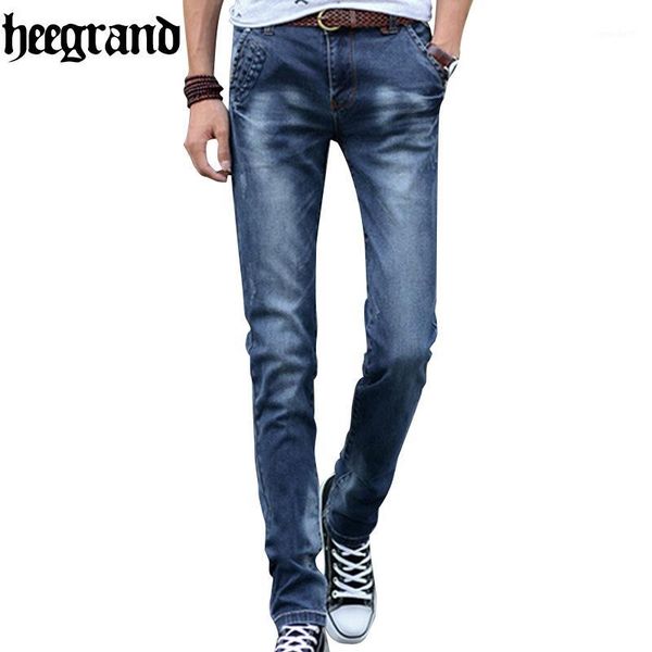 

men's jeans hee grand 2021 fashion men arrival design slim fit jean for man good quality classic blue male pants mkn8481