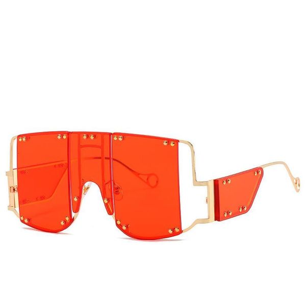 

punk new square sunglasses oversized mirror women shades glasses luxury metal rivet unique female protection eyewear uv qylaan, White