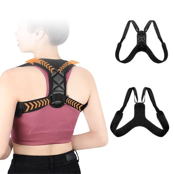 

comfortable fitness improving posture correcting belt adjustable back straightener back supporter breathable brace humpback, Black;blue
