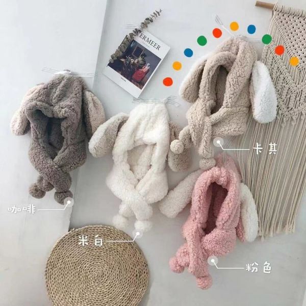 

neck baby's plush thickened children's hat, autumn winter, girl's ear protection and windproof in winter, Red;brown