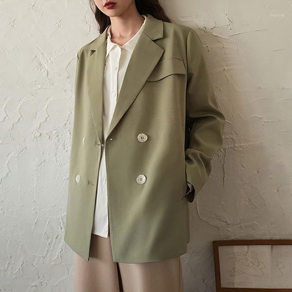 

back strap lace-up womens blazer coat 2020 early autumn lady long sleeve loose jacket office wear business female outwear, White;black