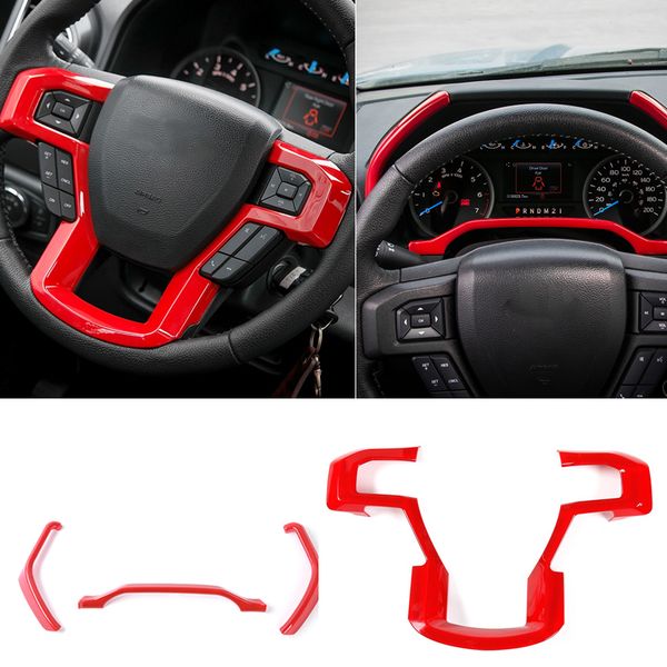 

red car steering wheel frame dashboard trim for ford f150 15+ interior accessories