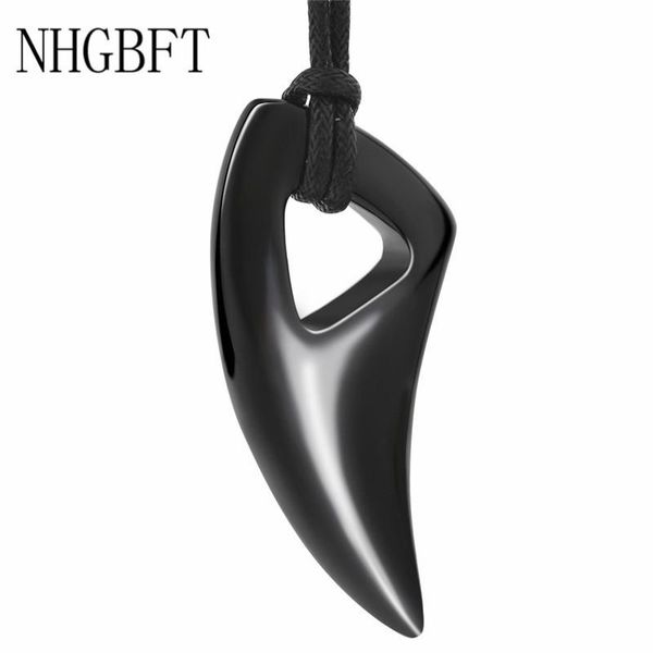 

pendant necklaces nhgbft fashion black wolf tooth stainless steel necklace male jewelry punk biker mens drop, Silver