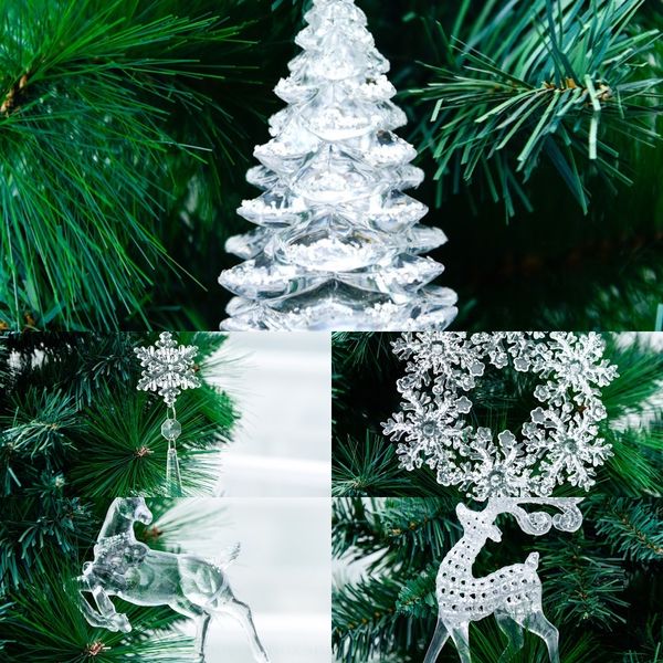 

qn3er new decoration christmas tree snowflake elk snowflake piece decoration transparent christmas tree pendant small pendant lymes