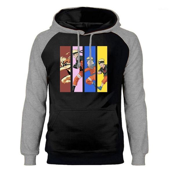 

uzumaki japan anime hoodies men kurama kyuubi raglan hooded sweatshirts winter autumn fleece warm growing hoodie mens1, Black