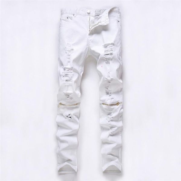Jeans da uomo Jeans strappati sottili da uomo estivi, giovane versione coreana di piccoli pantaloni lunghi dal taglio dritto auto-coltivati