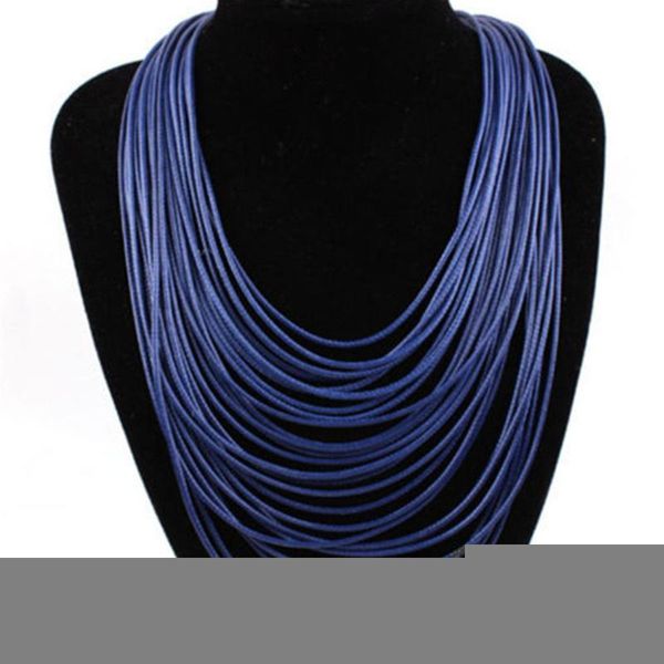 

multi-layer leather rope bohemian pendant long multicolor necklace all-match fabala jewelry accessories, Silver