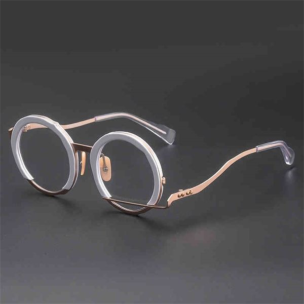 

70% off clearance online maruyama zhenghong mm-0034 niche spectacle frame metal round frame plate spectacle frame, White;black