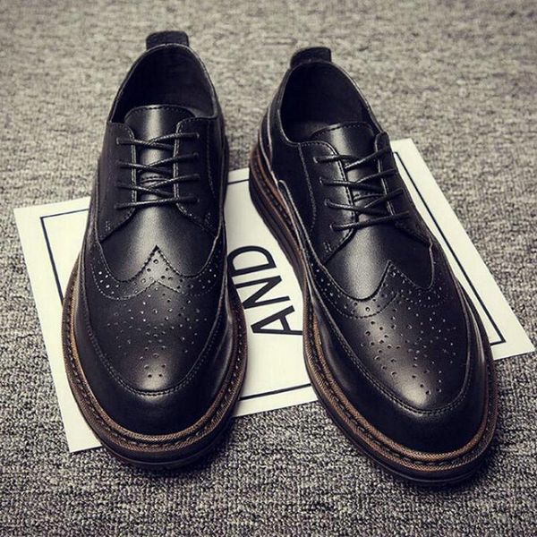 

autumn new bullock men classic business formal shoes men oxford shoes dress, Black