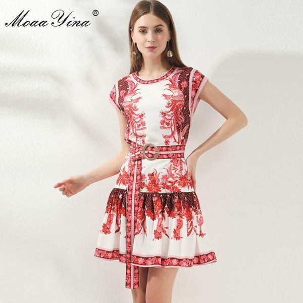

party dresses moaayina fashion designer dress spring summer women lace up floral-print vacation dresses1, White;black