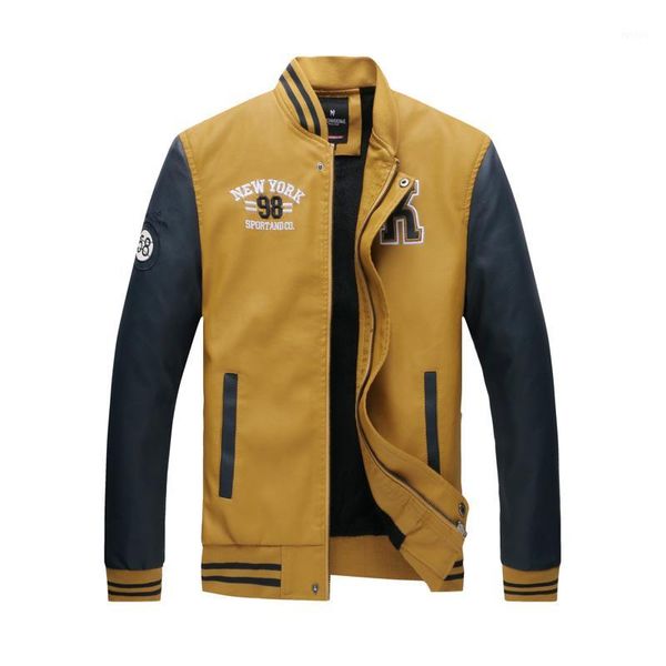 

leather jackets casaco masculino jacket men embroidery baseball jackets pu leather coats slim fit college fleece pilot1, Black