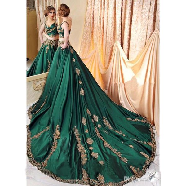

abaya emerald green evening dress with gold lace applique saudi arabic beaded kaftan prom party gowns, Black;red