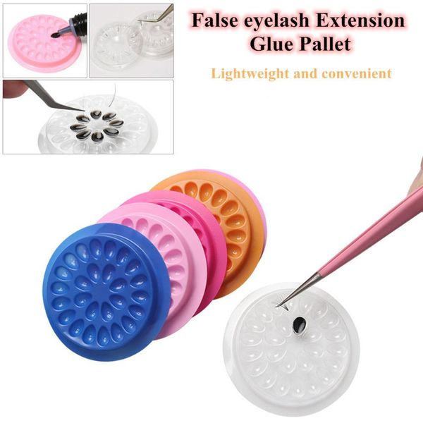 

6 colors glue pallet false eyelash extension glue holder adhesive tray pads plastic grafted flower shape makeup tools swy bbyuda lipper