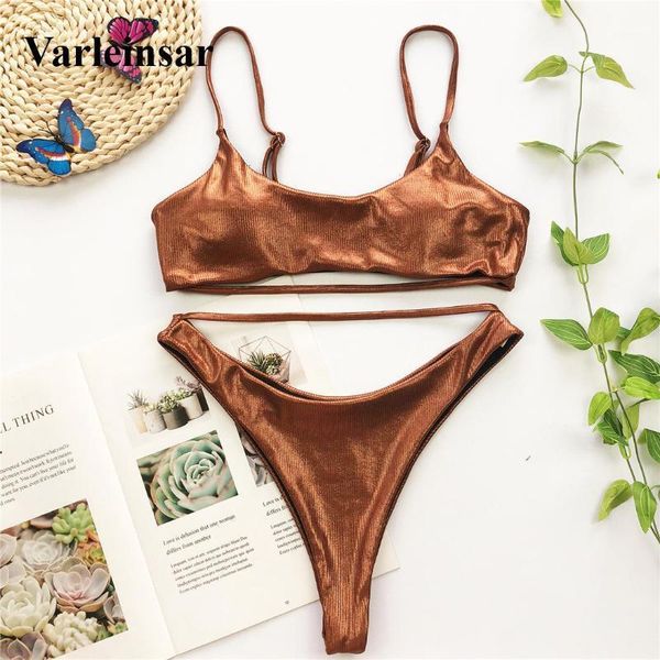 

shiny ribbed brazilian bikini women swimwear female swimsuit two-pieces bikini set high cut bather bathing suit swim v17431, White;black