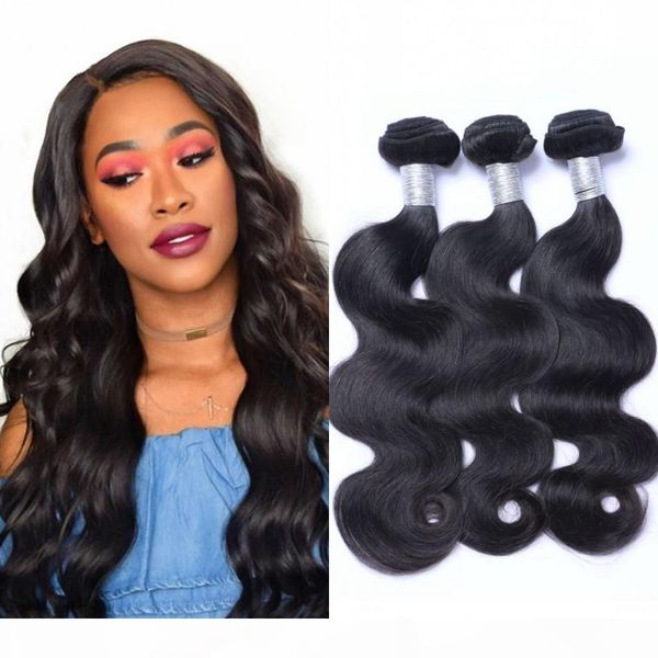

peruvian human hair body wave bundles natural color virgin hair weaves 3 bundles human hair extensions, Black