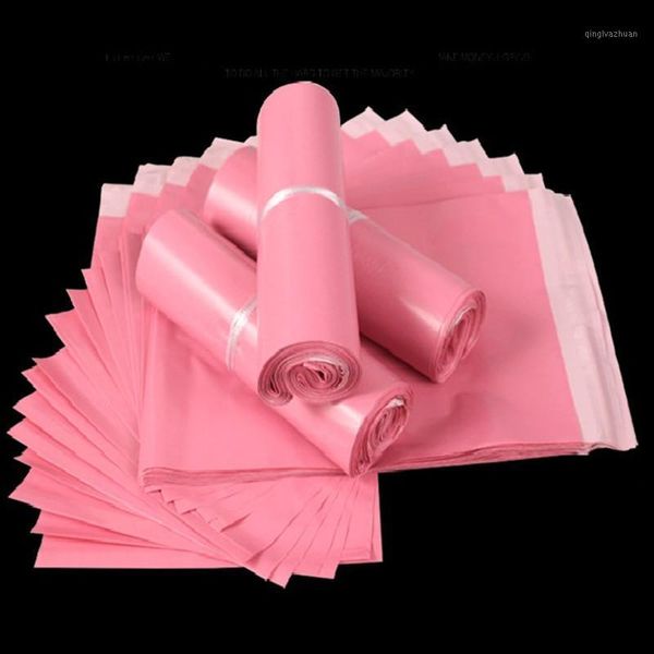 

50pcs thick light pink envelope bag self-seal adhesive courier storage bags plastic poly mailer postal shipping mailing pack bag1