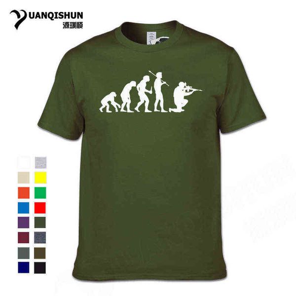 Designs Creative Evolution Sniper-Druck Lustiges T-Shirt KURZE Ärmel O-Ausschnitt Baumwolle Herren Casual Hochwertige 16 Farben G1222