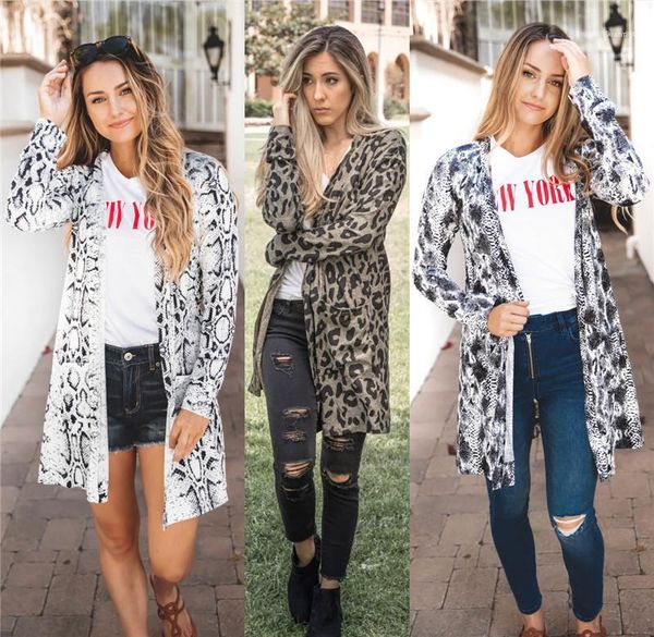 

womens coats casual long sleeve females clothing leopard print womens designer jackets fashion loose big pocket, Black;brown