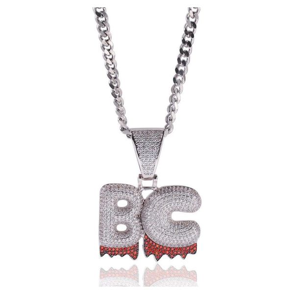 

hip hop jewelry iced out custom name white drip letters chain necklaces & pendant with rope chain t8r31, Silver