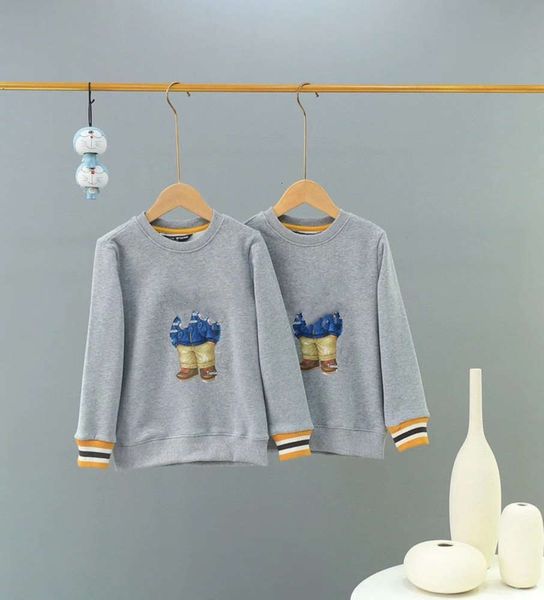

y12114 2020 winter new children's plush hooded cotton pullover cartoon sweater, Black