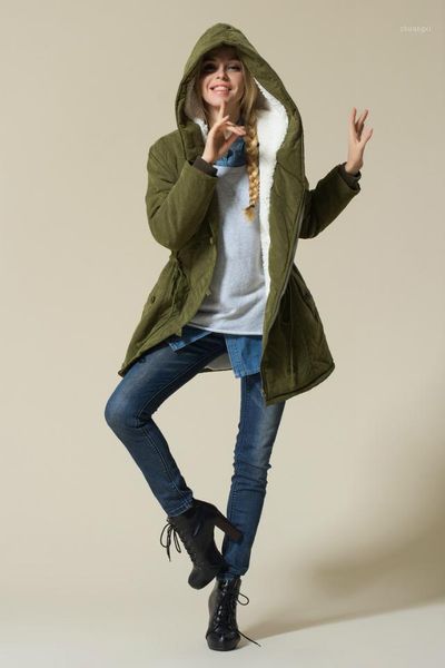 

2021 autumn and winter new women's cotton coat plus fertilizer to increase slim lamb hair hooded drawstring cotton jacket1, Black