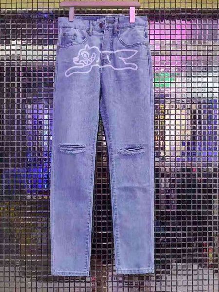 

men's jeans flying dog print straight loose mens retro high street oversize casual denim trousers harajuku washed hip hop jean pants jv, Blue