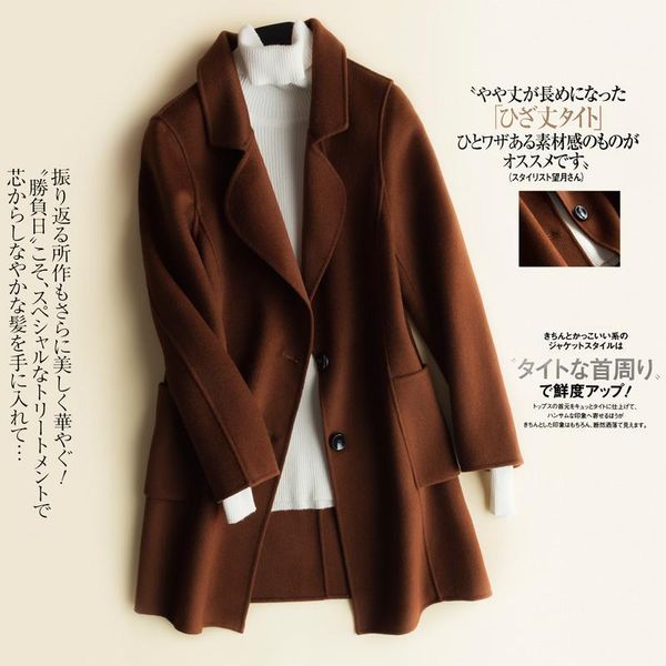 

elegant autumn winter coat women 100% wool coat female vintage long woolen jacket korean fit cashmere casaco overcoat hiver 17251, Black