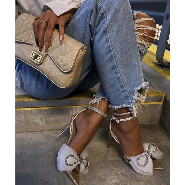 

sorphio ins female sandals solid buckle strap pointed toe sabdals women butterfly knot luxucy designer shoes woman, Black