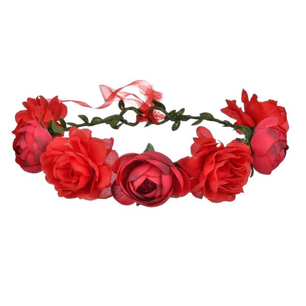 

rose flower crown wreath women wedding tiaras head band floral headwear bridesmaid bridal headpiece beach headband garland q sqcgrl