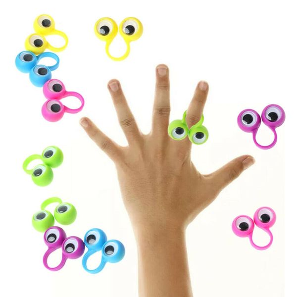 

children novelty toy multi color eye finger puppets plastic rings with wiggle eyes party finger toy