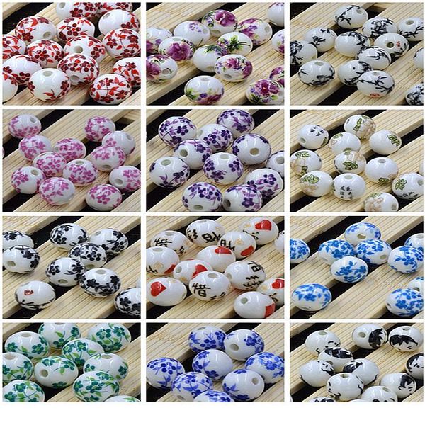 

blue and white porcelain beads blue orchids jewelry accessories diy ceramic round loose beads12 m bbywwi